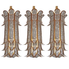 Set of Gilt Metal and Crystal Lanterns, Sold Individually