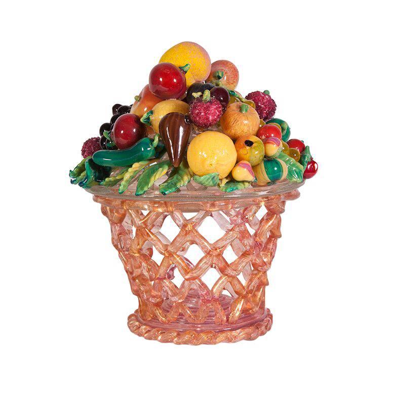 Artisti Barovier Murano Glass Fruit Basket