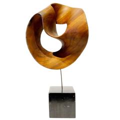 Carved Wooden Swirl Sculpture by American Artist Thomas Woodward C. 1990's