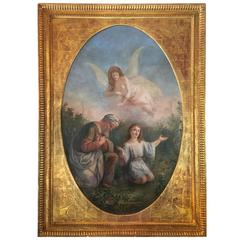 Large, Antique Magnificent Signed Painting with Impressive Gold Gilt Frame