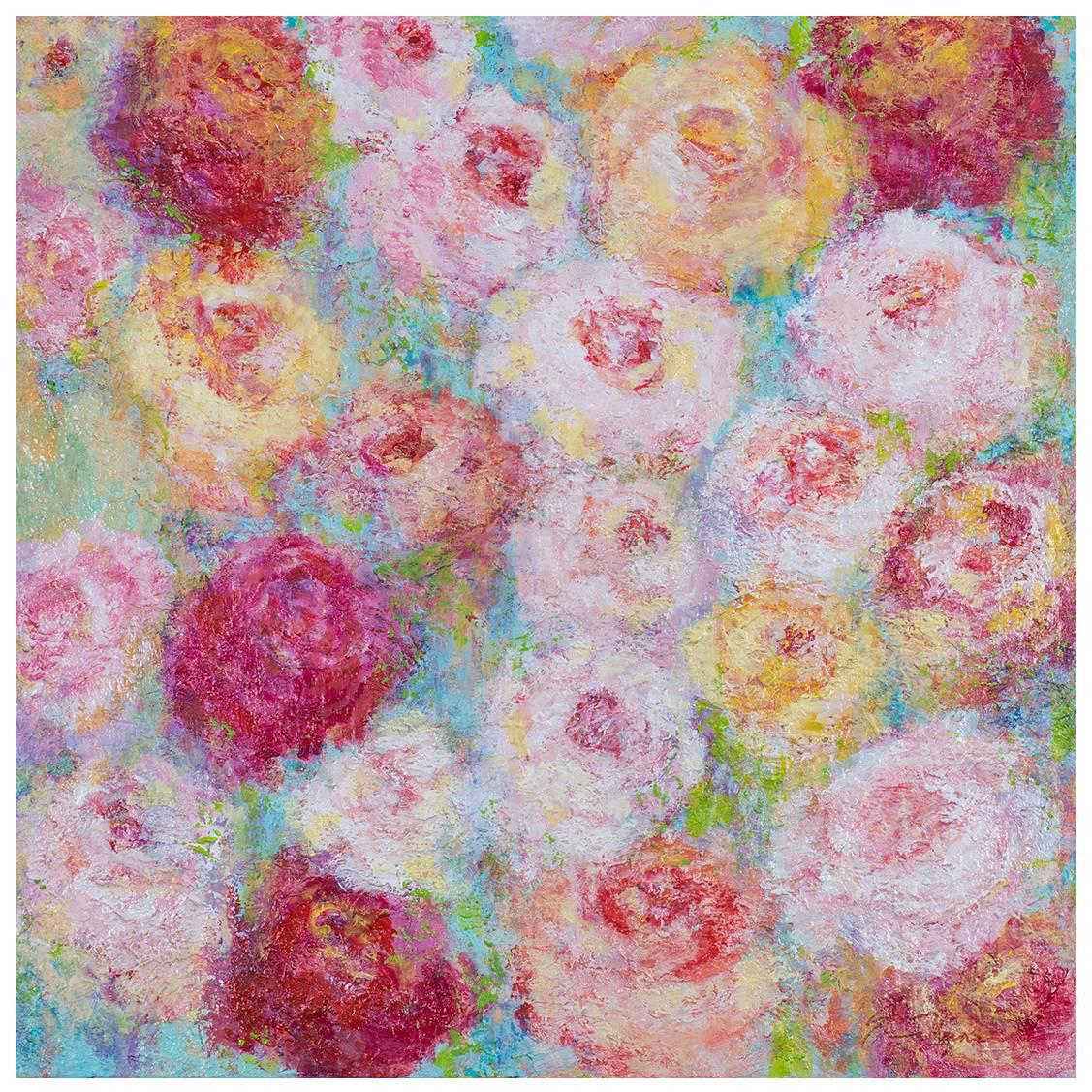 "Roses for Spring, " Original Mixed Media Painting, Artist Sheema Muneer