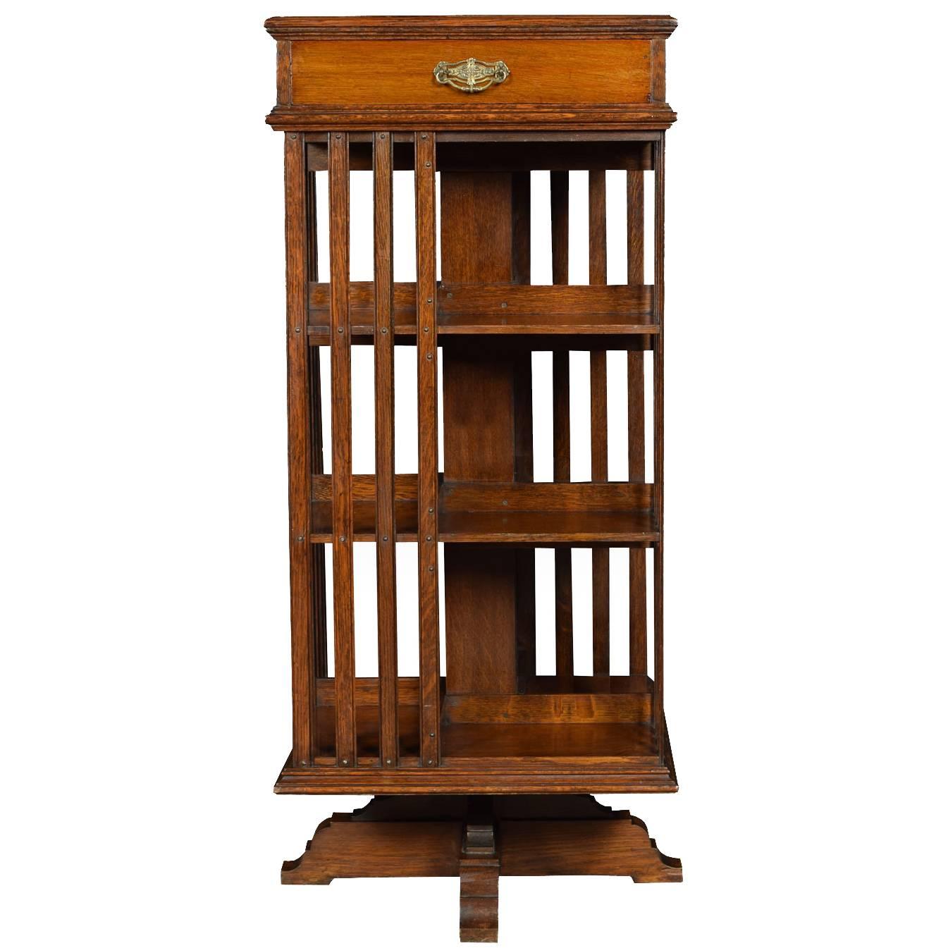 Large Oak Revolving Bookcase