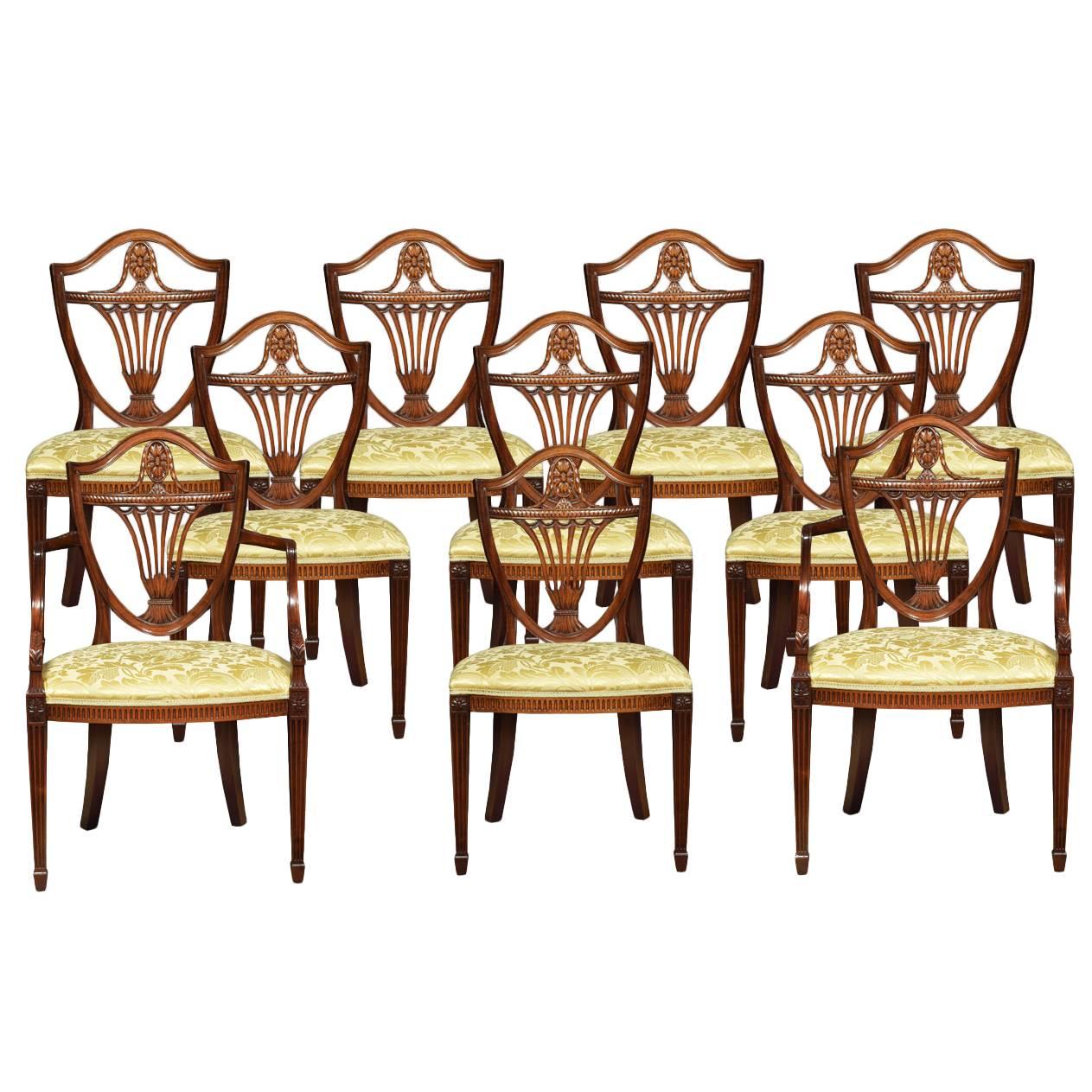 Set of Ten Hepplewhite Dining Chairs