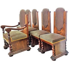 Art Deco Set of Armchair and Four Dining Chairs