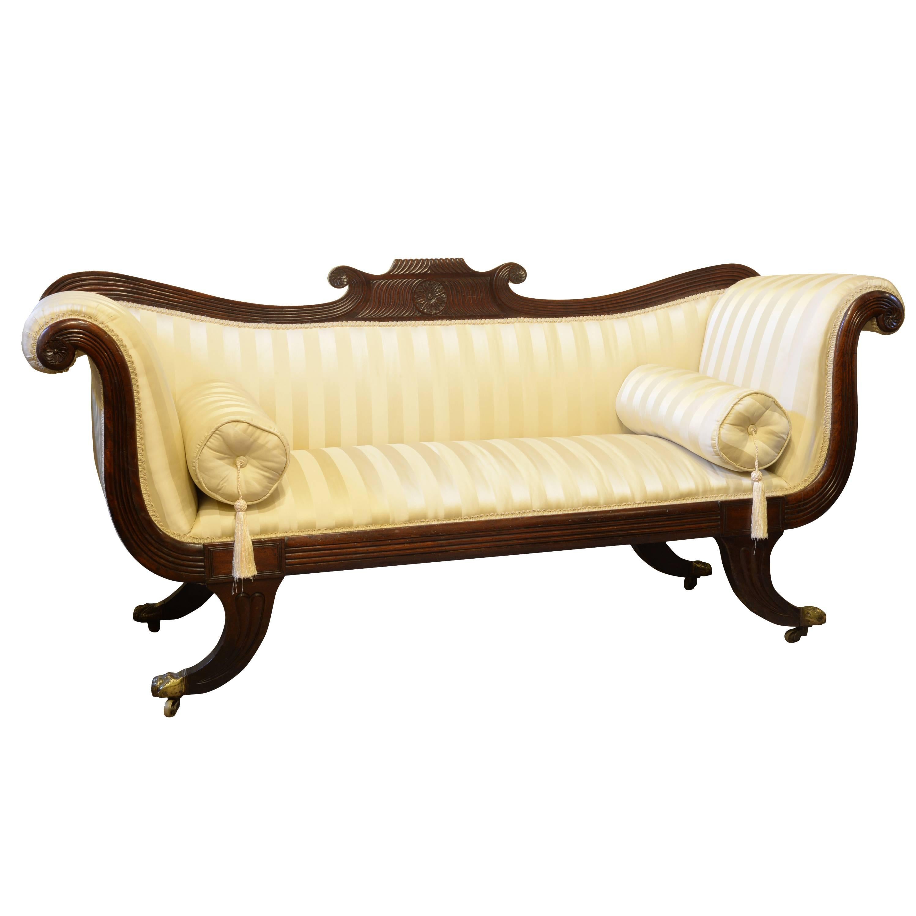 Regency Mahogany Scroll End Sofa