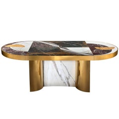 Half Moon Dining Table, Marble and Brass, by Lara Bohinc, In Stock