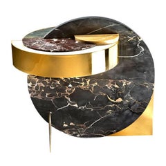 Lunar Full Moon Marble and Brass Side Table, Occasional Table, Bohinc Studio