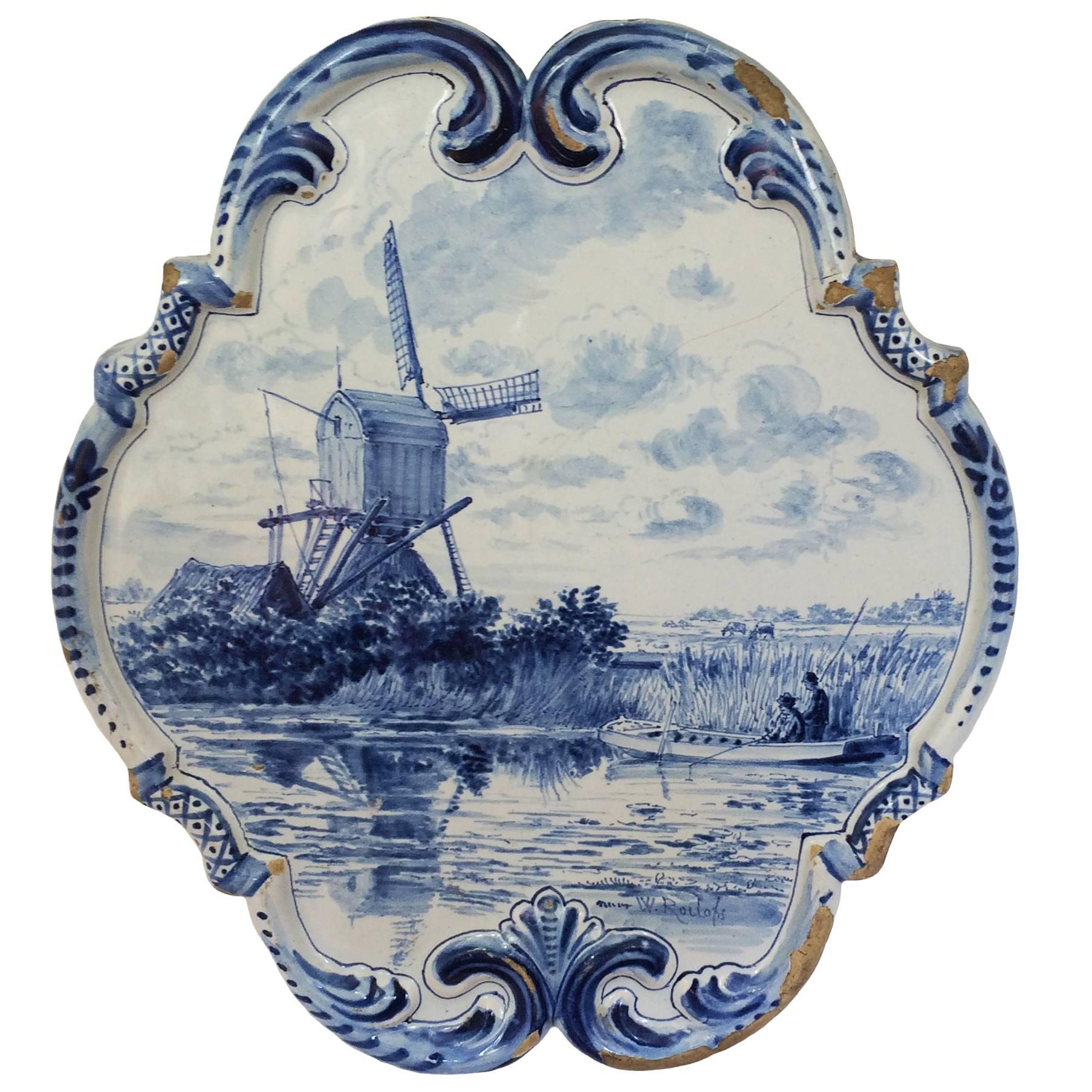 18th Century Delft Wall Plaque For Sale