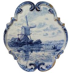 Antique 18th Century Delft Wall Plaque