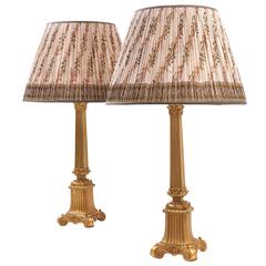 Pair of Napoleon III Bronze Column Lamps, France, circa 1880