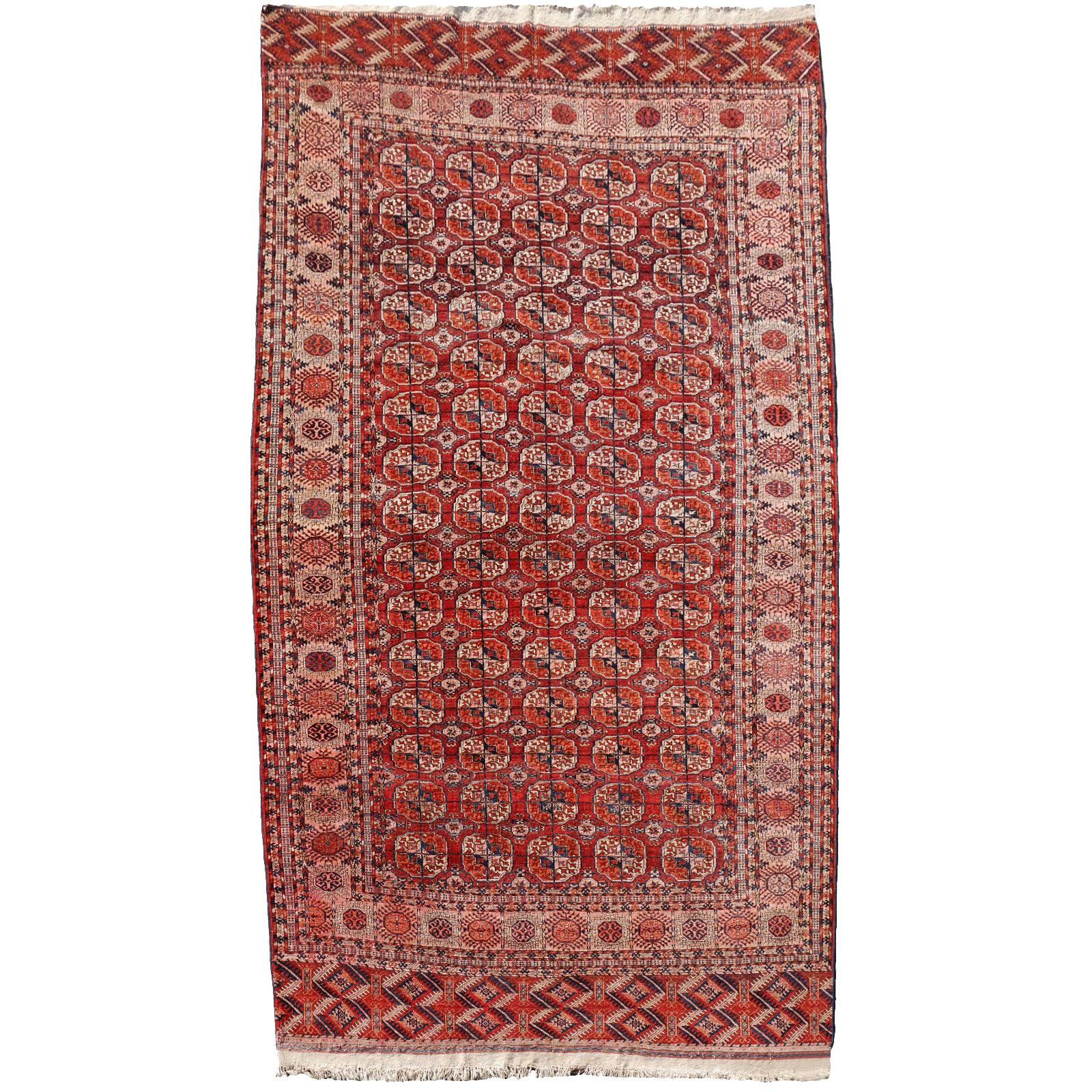 Antique Rug Turkman Tekke Bukhara Main Carpet Djoharian Collection For Sale