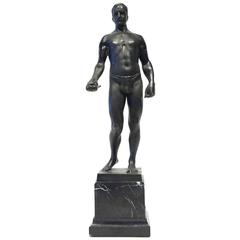 Bronze Figure of a Male Athlete by German Sculptor Ferdinand Frick C. 1910