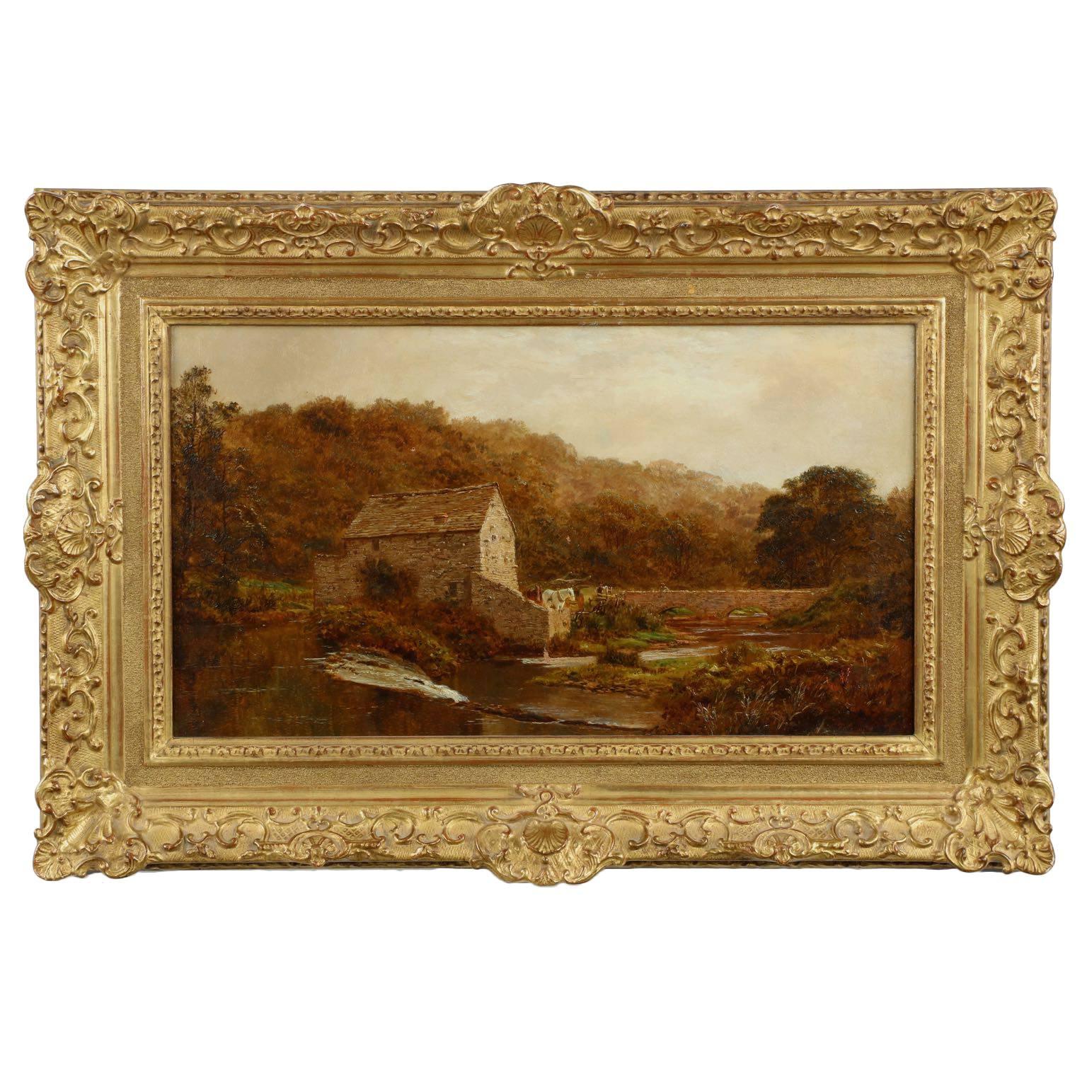  "The Sawmill" by Robert Gallon, Oil Landscape Painting c. 1884