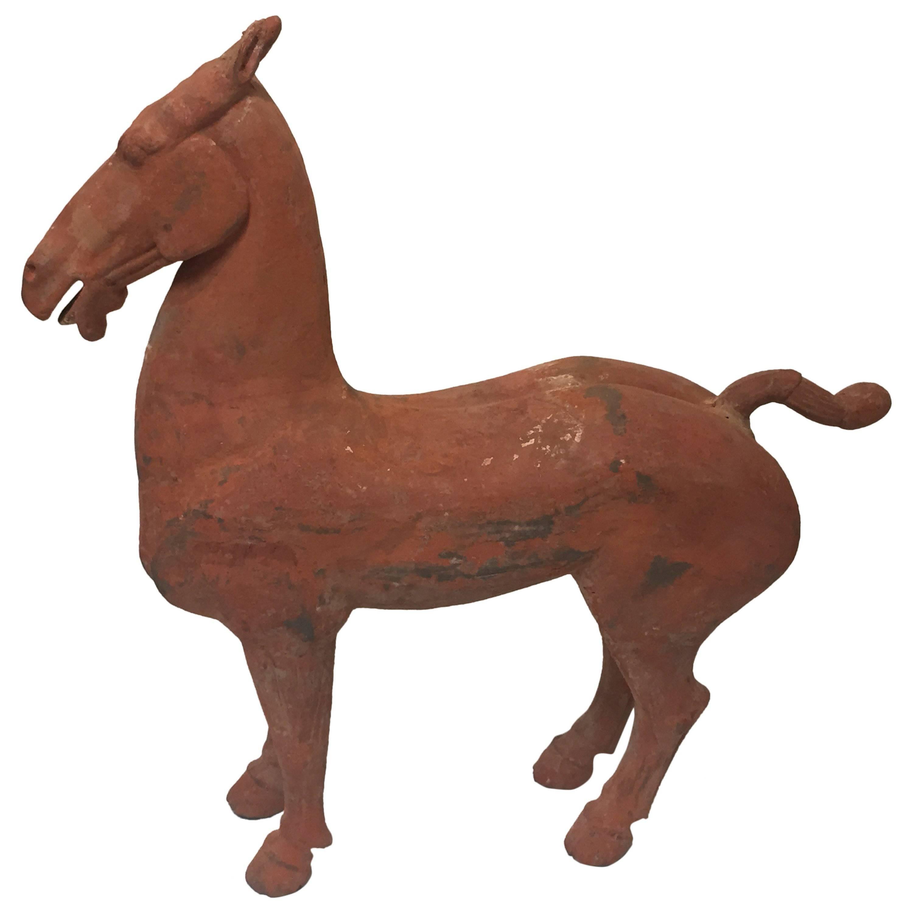 Ancient Han Dynasty Horse with Pigments For Sale