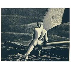 Gravure sur bois originale de Rockwell Kent:: 1931 "Fair Wind" (vent léger)