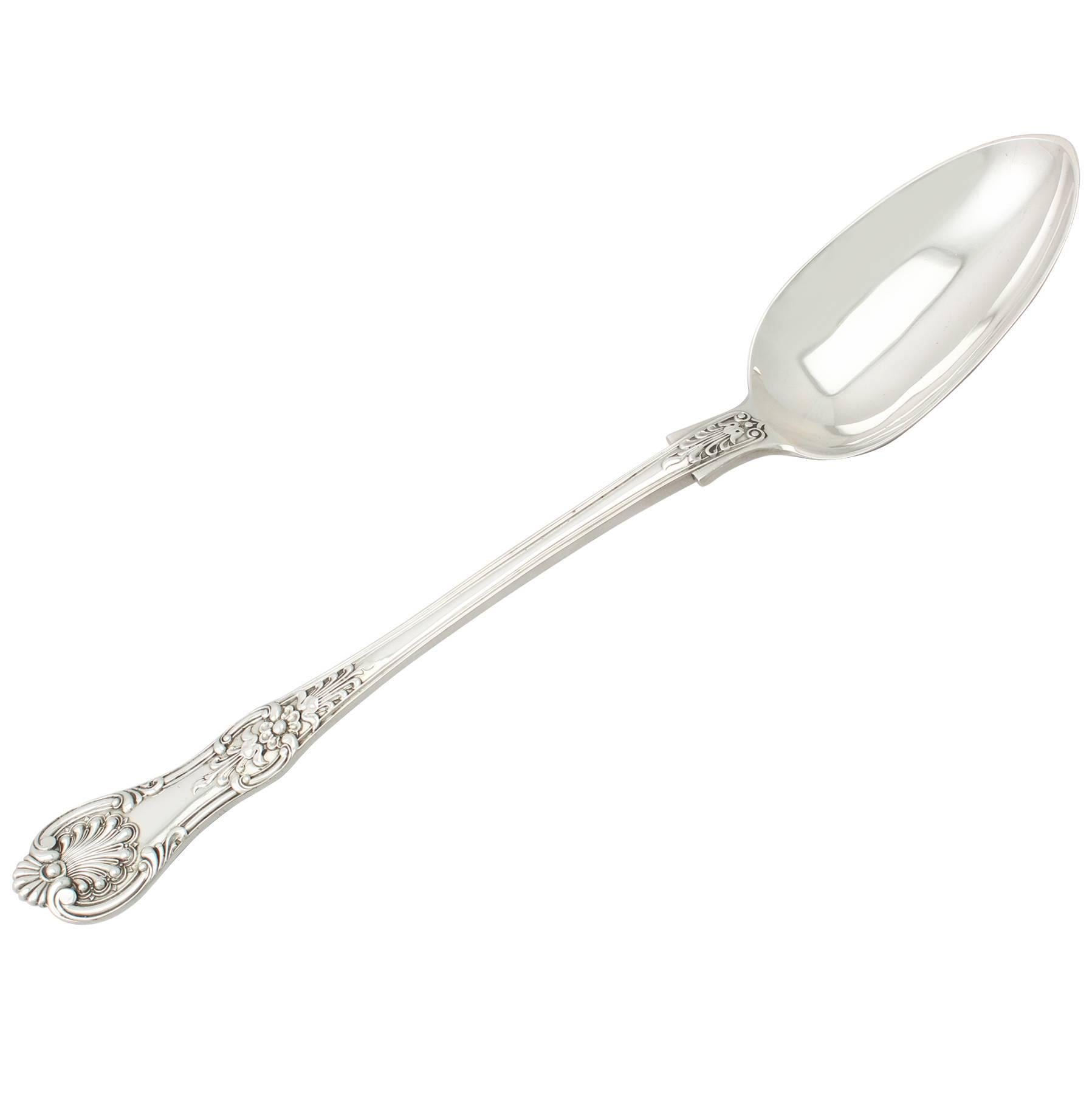 Sterling Silver Queen's Pattern Gravy Spoon by George Adams, Antique Victorian