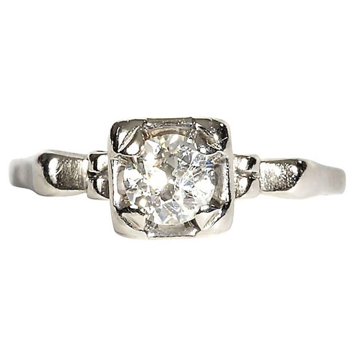 14-Karat Gold Diamond Solitaire Ring For Sale
