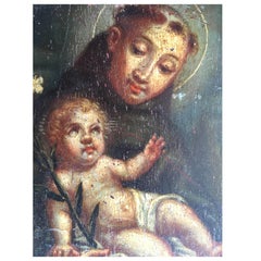 Original Oil on Panel of St. Anthony of Padua , by Unidentified Artist