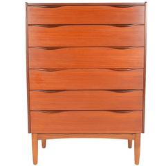 Danish Modern Teak Dipped Pull Highboy Dresser