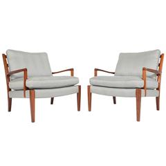 Pair of Arne Norell Löven Lounge Chairs in Walnut