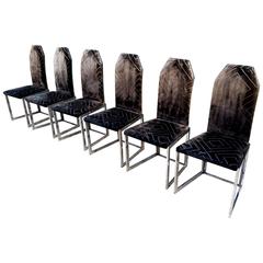 Willy Rizzo Set of Six Chairs, Italy, 1970 Willy Rizzo Set of Six Chairs, Italy, 1970