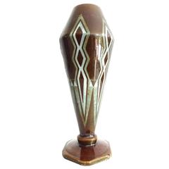 French Art Deco Enamel Vase with Geometric Decor, 1930s Modernist Design 12