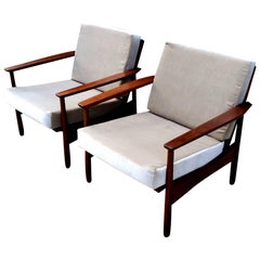 Nice Pair of Scandinavian Teak Armchairs, 1950s-1960s