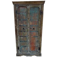 Antique Rustic Indian Cabinet or Armoire