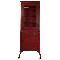 Red Painted Medical Cabinet