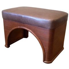 Art Deco Walnut and Leather Ottoman