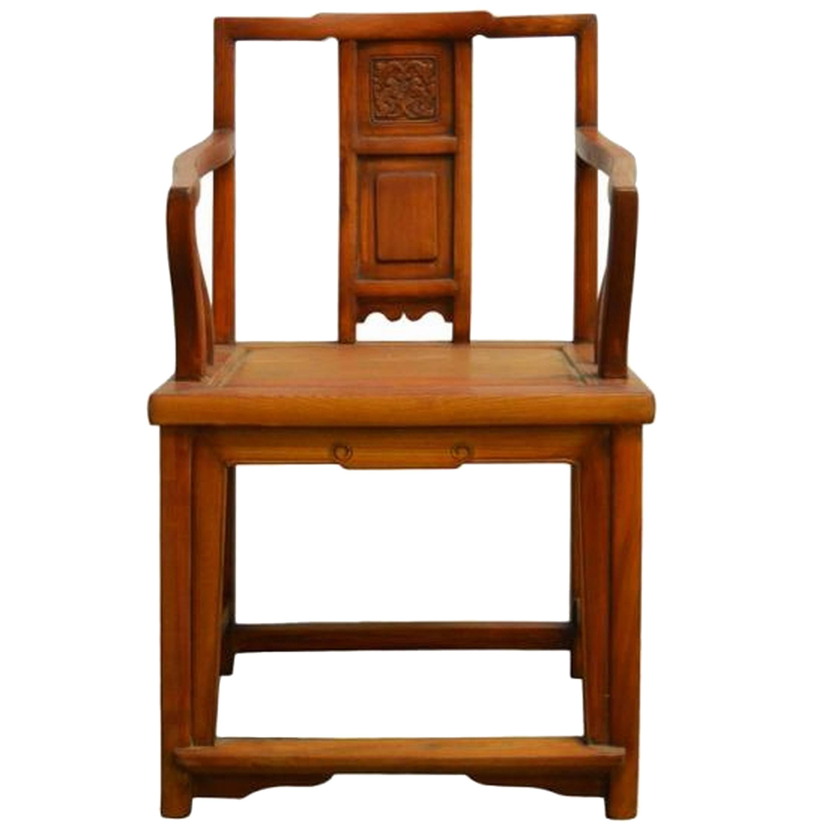 Antique Chinese Red Lacquered Folding Traveller’s Chair with Footrest and Fabric For Sale at 1stDibs