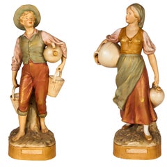 Antique Pair of Royal Dux Ceramic Figures