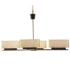 French Mid-Century Brass and Wavy Perspex Chandelier by Maison Arlus