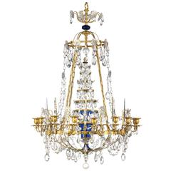 Antique Russian Imperial style gilt bronze, blue glass and amethyst chandelier 12