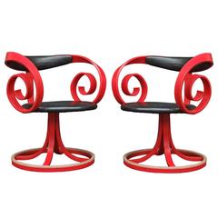 Pair of 1960s Red Sultana Chairs by George Mulhauser for Plycraft 8