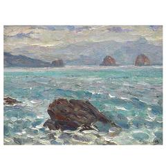 'Rough Water, Crimea' by Soviet Artist Petr Tsvilikov Dated 1984