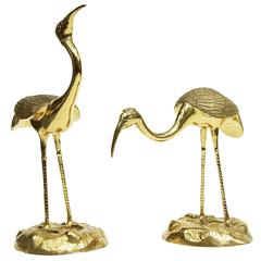 1960s Large Pair of Brass Stork Bird Sculptures 10
