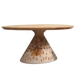 Round Table Holes in Solid Cedar Wood with Oak Table Top