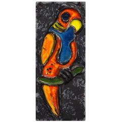 Colorful Mid-Century Parrot Plaque