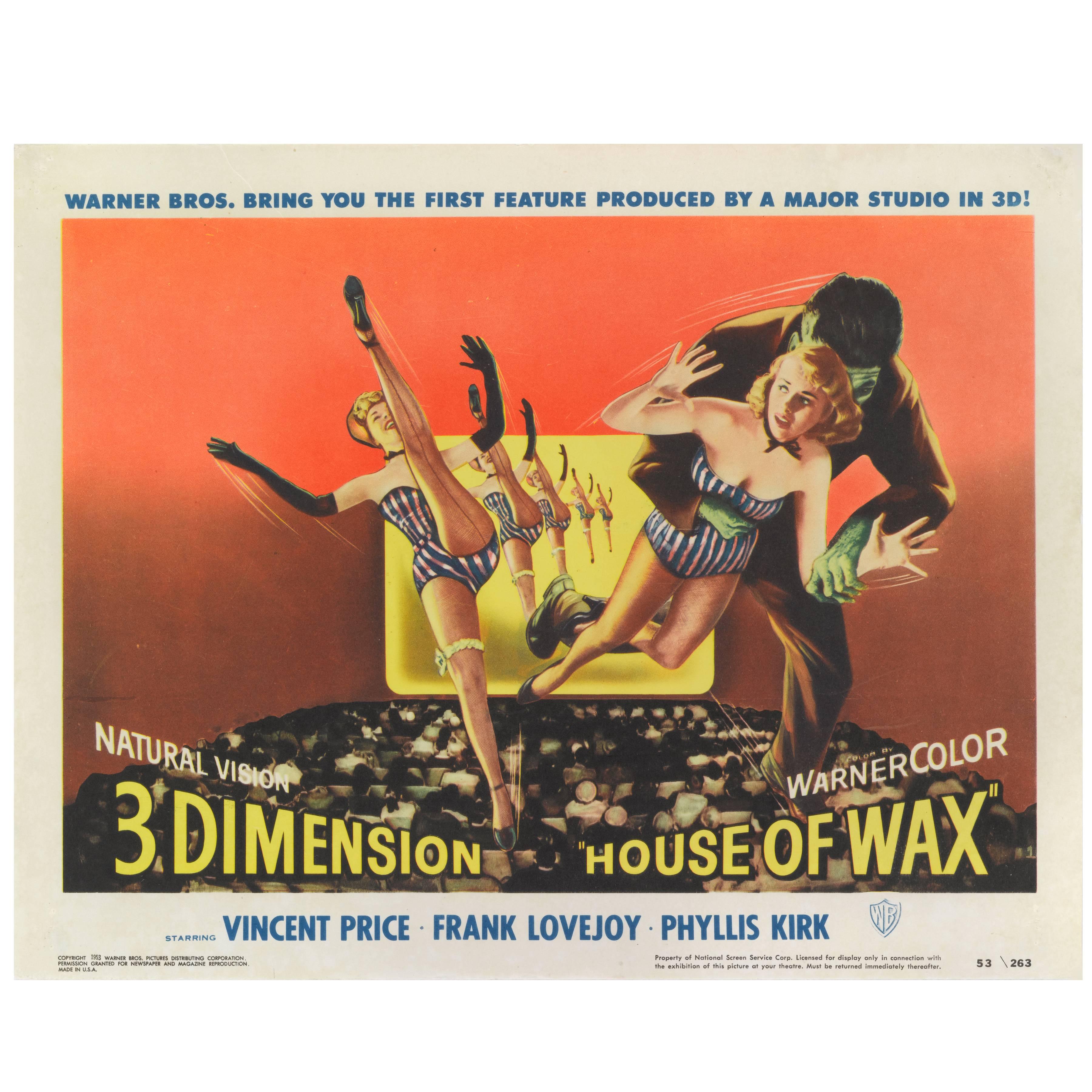 House of Wax, US Title Lobby Card for the 1953 3D Horror Movie For Sale