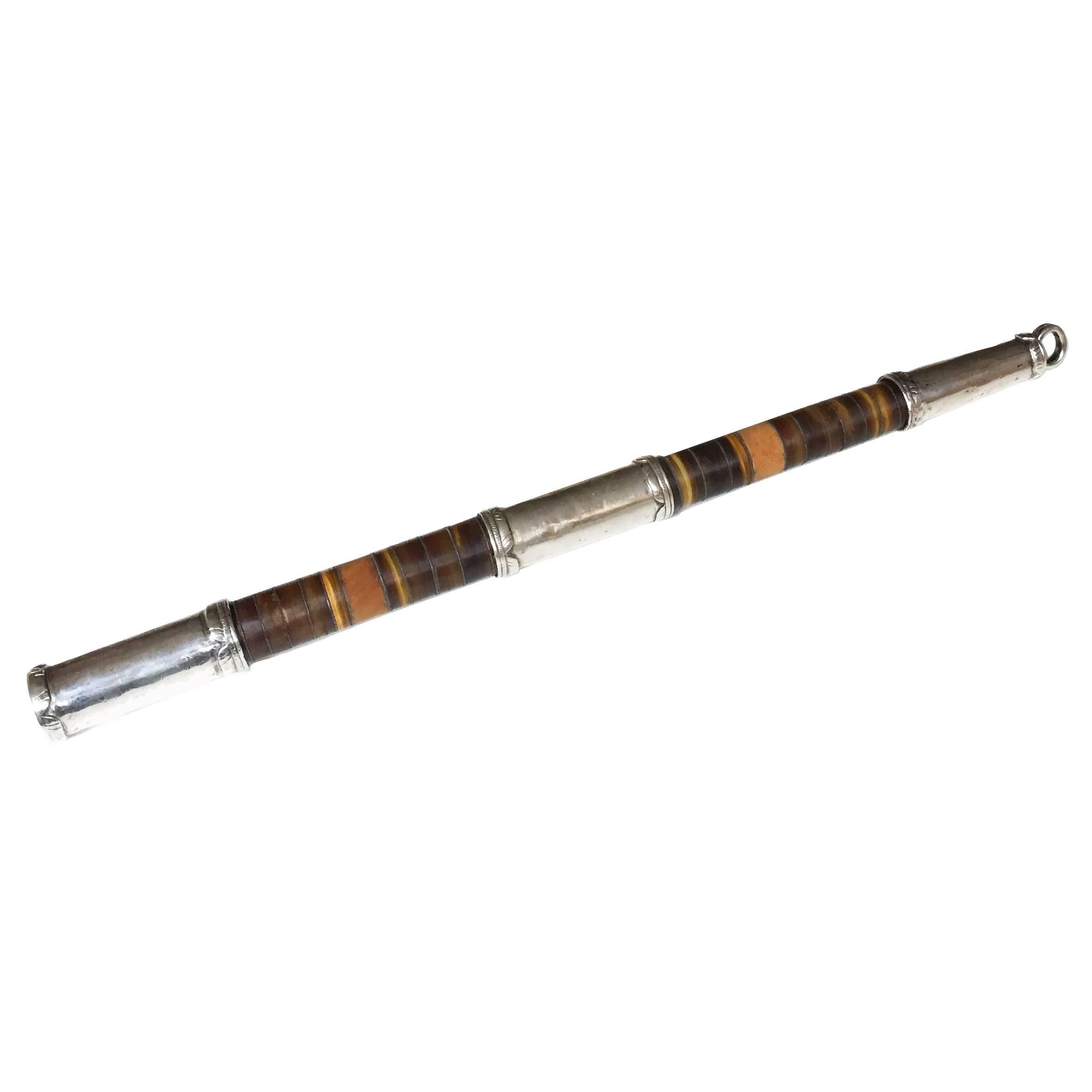 Victorian Scottish Banded Agate, Sterling Silver Ceremonial Swagger Stick For Sale