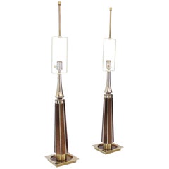 Pair of Mid-Century Modern Obelisk Shape Table Lamps