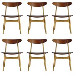 Six Hans Wegner CH30 Dining Chairs