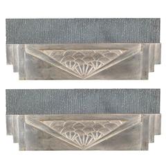 Pair of French Art Deco Sconces, in Polished Nickel