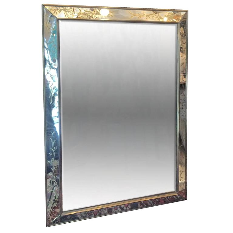 French Etched Mirror with Gilt Details For Sale at 1stdibs