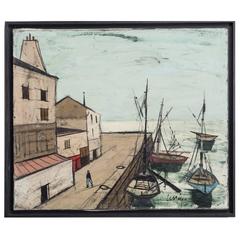 Framed Oil Painting of a Harbour Scene by Charles Levier 4