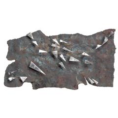 Brutalist Metal Panel Wall Sculpture by Silas Seandel Signed 8