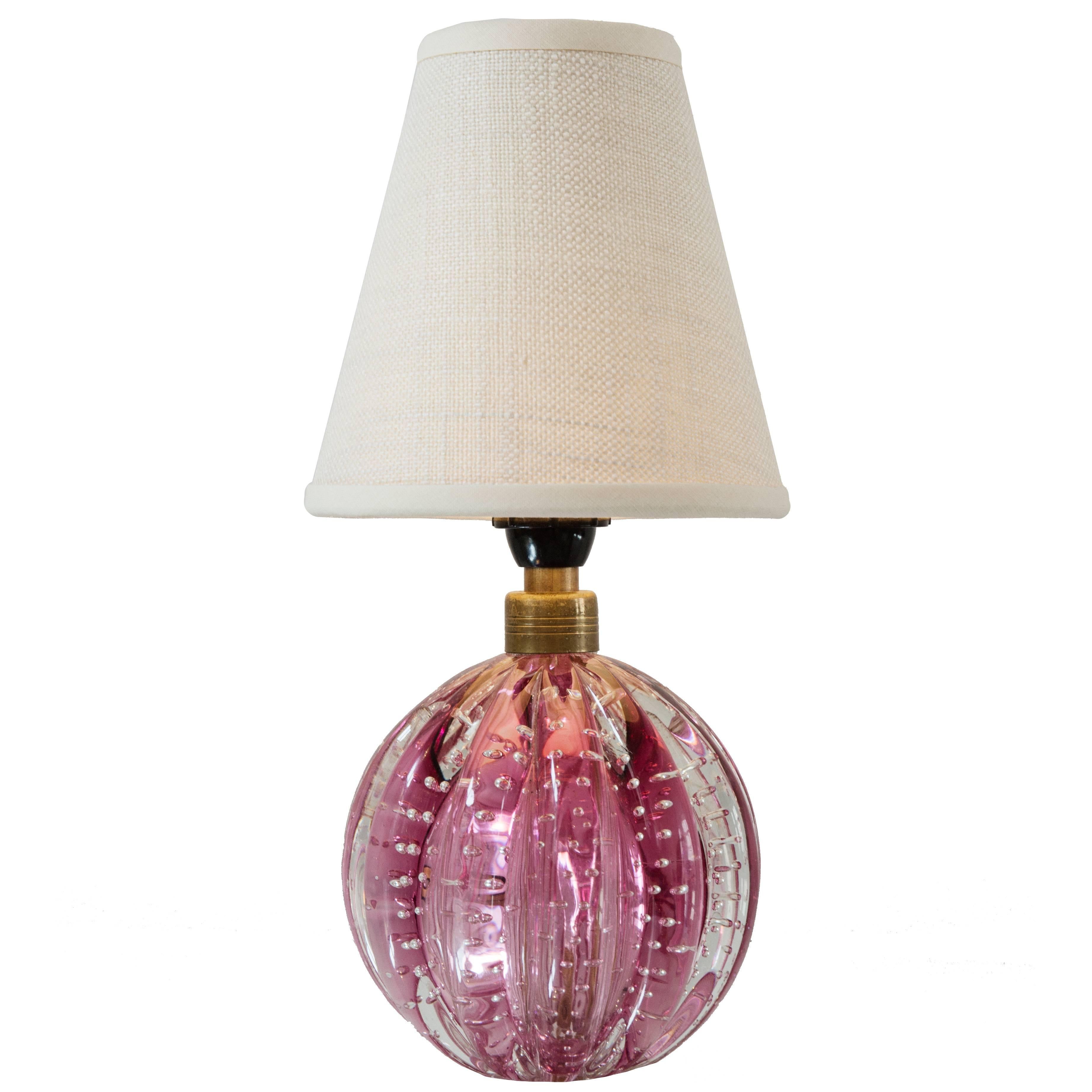 Vintage Murano Bullicante Glass Table Lamp