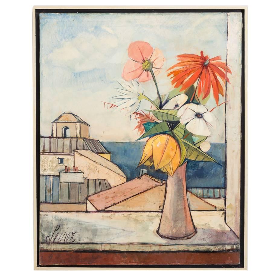 Framed Still Life Oil Painting by Charles Levier, Signed For Sale