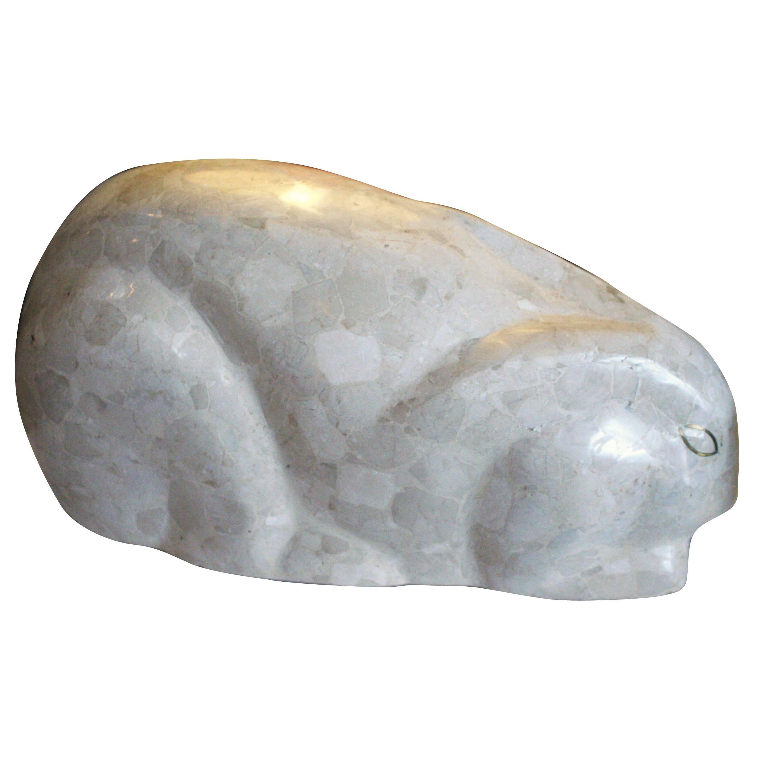 Mid-20th Century Polished Stone Mosaic Rabbit Sculpture by Artist For Sale